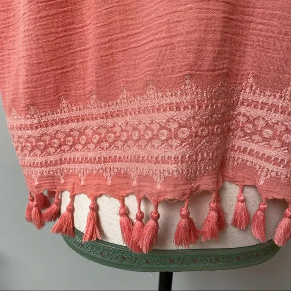 Roller Rabbit Lalla Embroidered Tassel Hem Pink Cotton Top XS Boho Summer - Picture 7 of 15